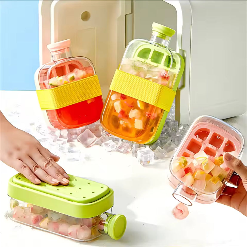 Ice Cup Pink - Gobelet Ice Cup 800 ml avec paille et moule à glaçons intégré – Tasse isotherme DIY pour boissons froides, idéale pour le sport et l’extérieur.