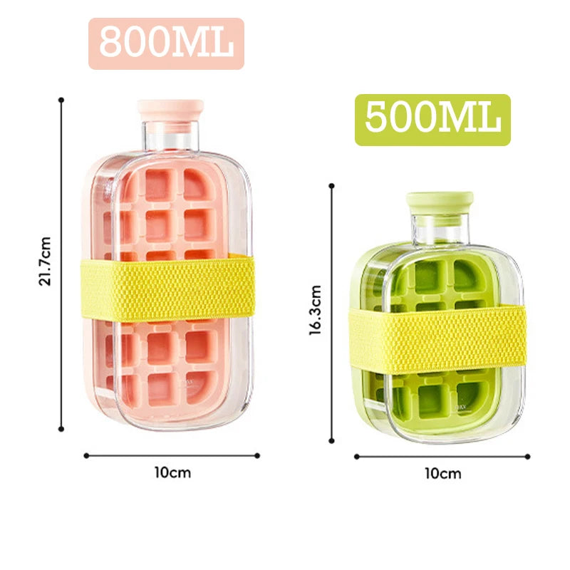 500/800ML Ice Cup with Straw Press Style Ice Mold Ice Cube Tray Household DIY Cold Drinking Tool Outdoor Sports Straw Water Cup